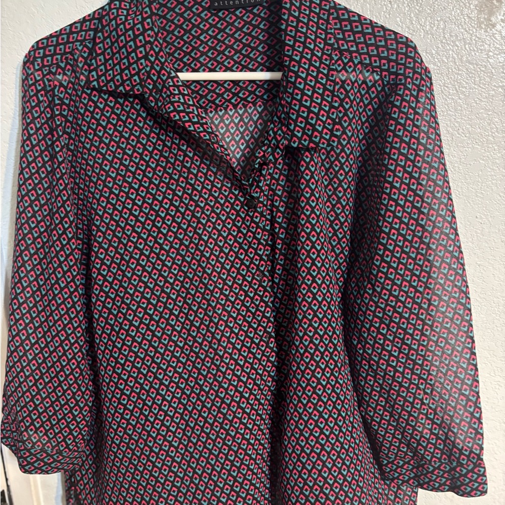 Attention Red Boxy Notched Collar Blouse